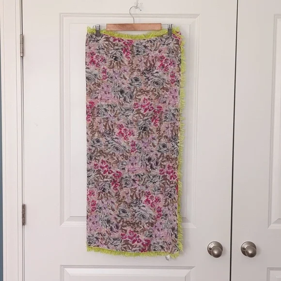 American Eagle Pareo Sarong Beach Wrap Scarf Water Color Eyelash Fringe - Picture 3 of 9